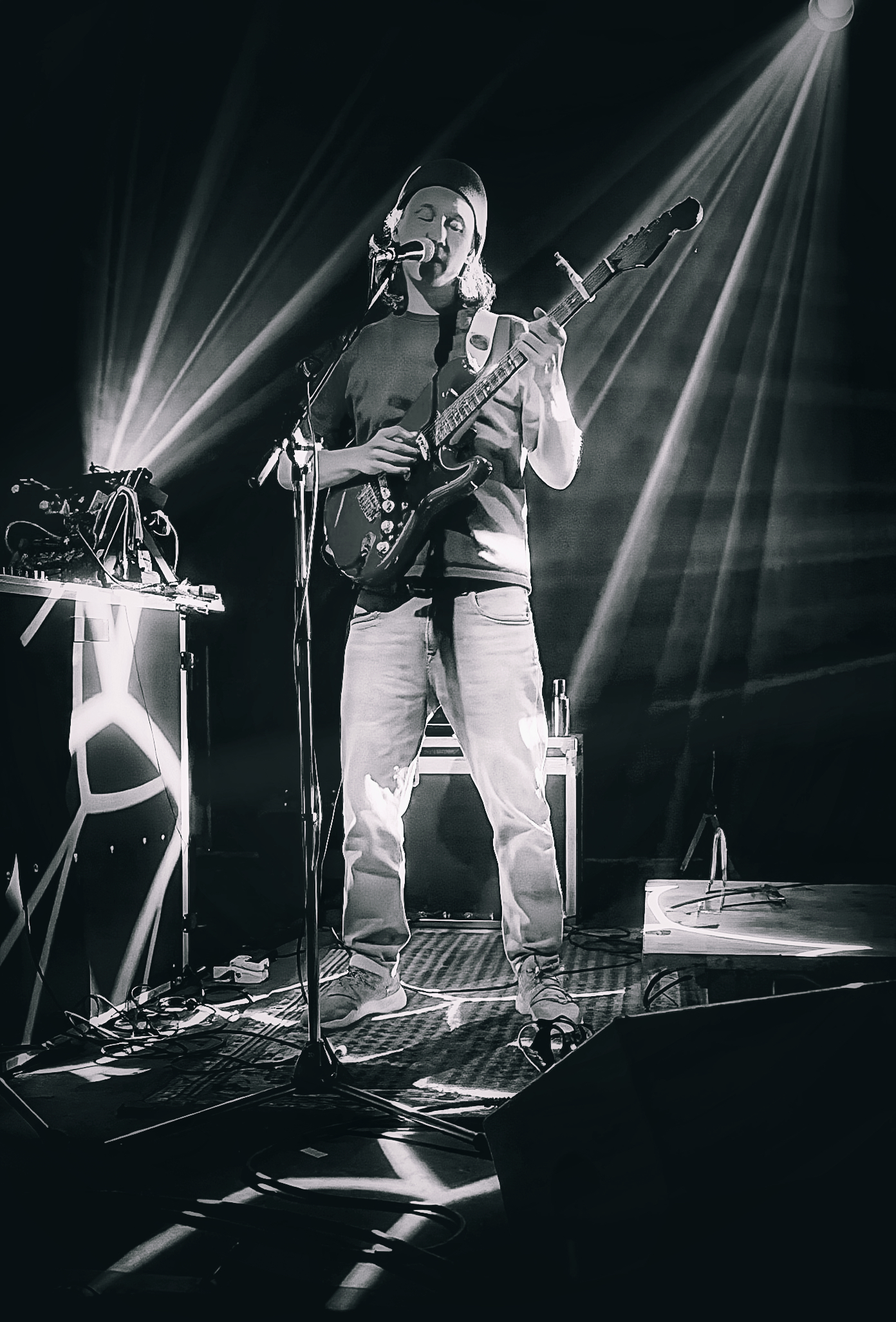 Guitarist mid-performance